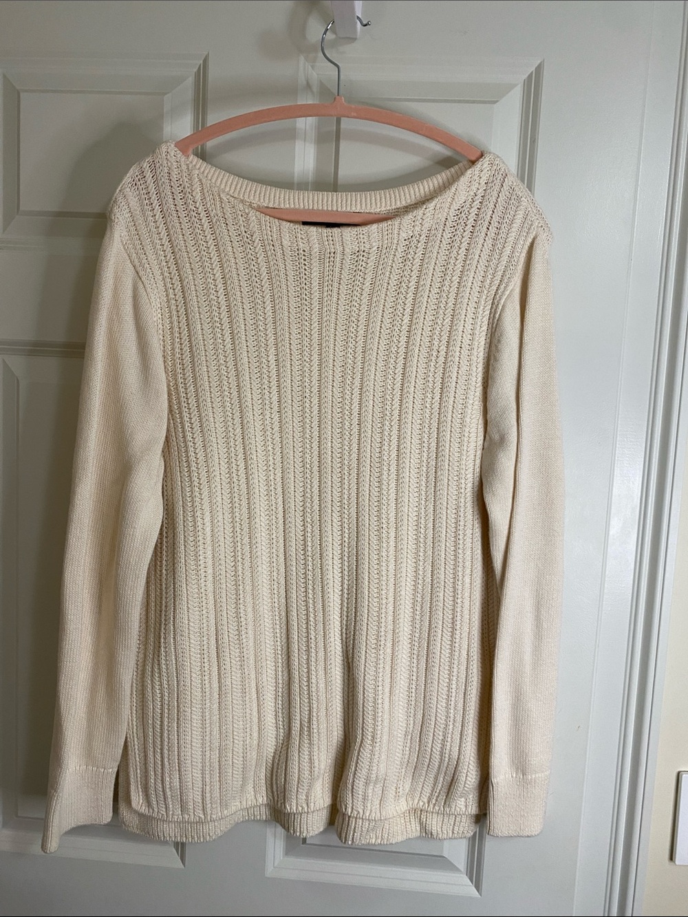 Banana Republic Factory Cream Ribbed Crewneck Sweater